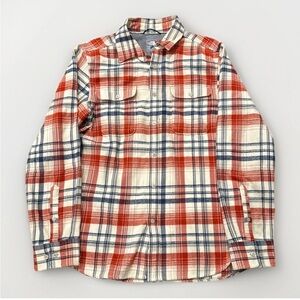 The North Face Shirt Mens M Blue Orange Plaid Long Sleeve Button Up Flannel